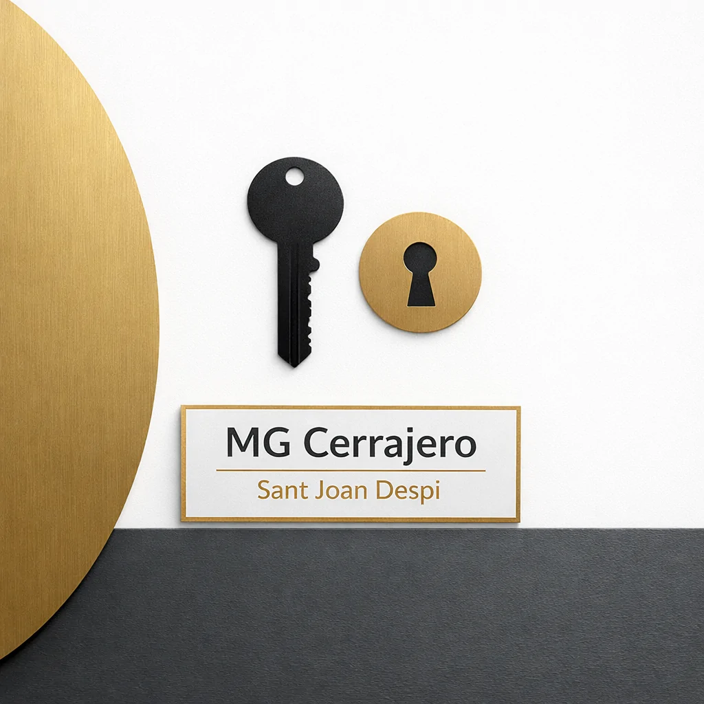 Círculo negro y arco abierto en un fondo blanco, simbolizando claridad. Cuales son las cerraduras mas seguras para instalar en una vivienda en Sant Joan Despi.